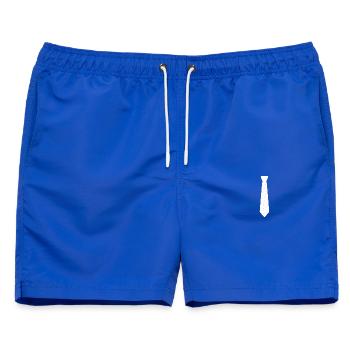 Gestreifte weiße Krawatte - Männer Badeshorts - Royalblau - Vorne - AI Model Male 178 light (178cm)