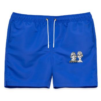 Surreale Doppelgesichter im Kontrast - Männer Badeshorts - Royalblau - Vorne - AI Model Male 178 light (178cm)