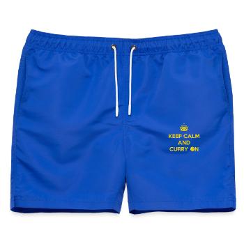 Ruhe bewahren und Curry anziehen - Männer Badeshorts - Royalblau - Vorne - AI Model Male 178 light (178cm)