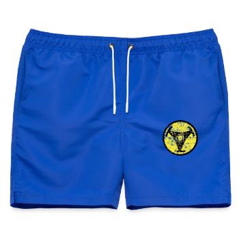 Atomic Vinyl 45rpm Nuklear Design - Männer Badeshorts - Royalblau - Vorne - AI Model Male 178 light (178cm)