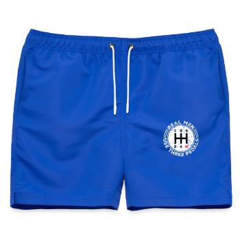 Echte Männer benutzen drei Pedale - Männer Badeshorts - Royalblau - Vorne - AI Model Male 178 light (178cm)