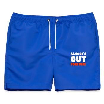 SCHOOL`S OUT FOREVER - Männer Badeshorts - Royalblau - Vorne - AI Model Male 178 light (178cm)