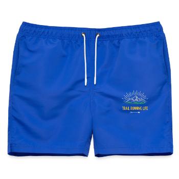 Trailrunning-Leben - Männer Badeshorts - Royalblau - Vorne - AI Model Male 178 light (178cm)