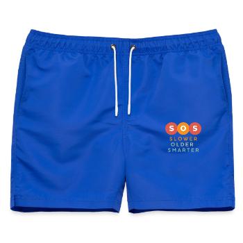 SOS Slower Older Smarter Design - Männer Badeshorts - Royalblau - Vorne - AI Model Male 178 light (178cm)