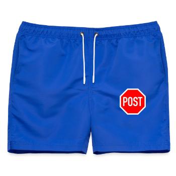 post oder stop? - Männer Badeshorts - Royalblau - Vorne - AI Model Male 178 light (178cm)