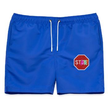 Stop start - Männer Badeshorts - Royalblau - Vorne - AI Model Male 178 light (178cm)