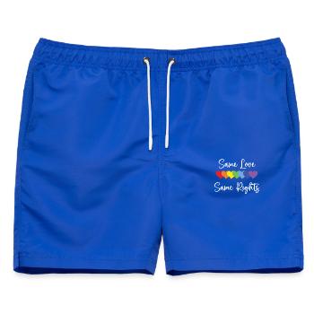 LGBTQ Pride Month - Gleiche Liebe, gleiche Rechte - Männer Badeshorts - Royalblau - Vorne - AI Model Male 178 light (178cm)