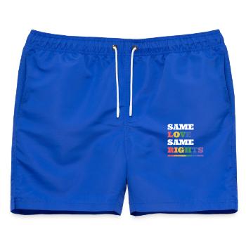 LGBTQ Pride Month - Gleiche Liebe, gleiche Rechte - Männer Badeshorts - Royalblau - Vorne - AI Model Male 178 light (178cm)