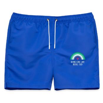 LGBTQ Pride Month - Jungs können auch Jungs mögen - Männer Badeshorts - Royalblau - Vorne - AI Model Male 178 light (178cm)
