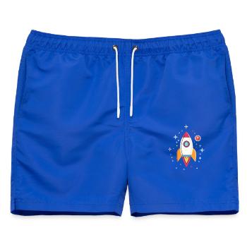 Eine Rakete in den Sternen - Männer Badeshorts - Royalblau - Vorne - AI Model Male 178 light (178cm)