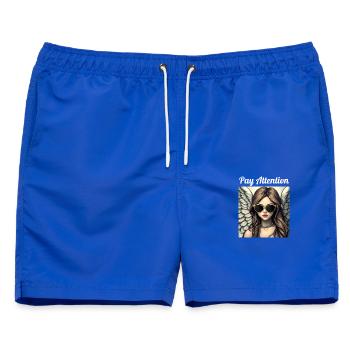 VORSICHT - Männer Badeshorts - Royalblau - Vorne - AI Model Male 178 light (178cm)