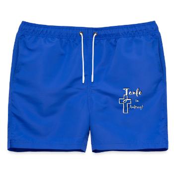 Taufe im Auftrag 3 D Effekt Fisch taucht ins Kreuz - Männer Badeshorts - Royalblau - Vorne - AI Model Male 178 light (178cm)