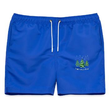 Joyful Winter Days – Tannenbäume, Schnee & Sternen - Männer Badeshorts - Royalblau - Vorne - AI Model Male 178 light (178cm)