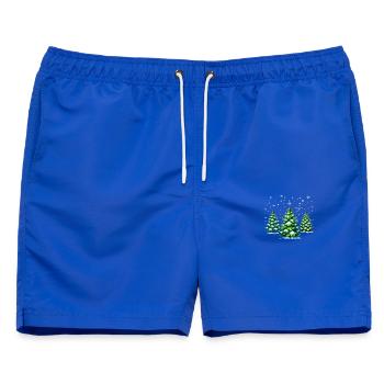 Winterliche Eleganz – Tannen & Sterne - Männer Badeshorts - Royalblau - Vorne - AI Model Male 178 light (178cm)