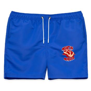 Fleisch ist Mord – Vegan Statement - Männer Badeshorts - Royalblau - Vorne - AI Model Male 178 light (178cm)