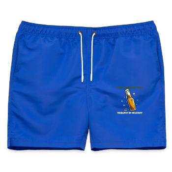 Barmanager mit Titel, Therapeut aus Notwendigkeit - Männer Badeshorts - Royalblau - Vorne - AI Model Male 178 light (178cm)