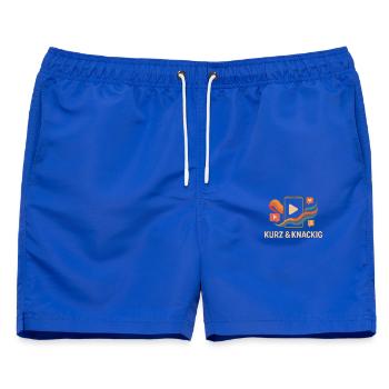 Kurz & Knackig – Reels, Shorts & Swipe-Kultur - Männer Badeshorts - Royalblau - Vorne - AI Model Male 178 light (178cm)