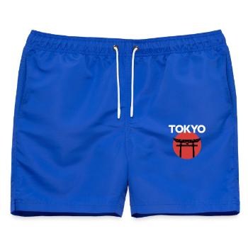 Tokyo Torii Vor Roter Sonne Japan - Männer Badeshorts - Royalblau - Vorne - AI Model Male 178 light (178cm)