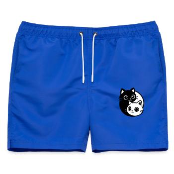 Ying Yang Katzenporträt  - Männer Badeshorts - Royalblau - Vorne - AI Model Male 178 light (178cm)