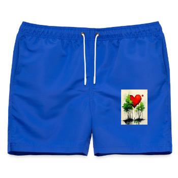 Herz im Wald Wasserfarben - Männer Badeshorts - Royalblau - Vorne - AI Model Male 178 light (178cm)