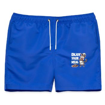 Kiss the Cat Cook lustig - Männer Badeshorts - Royalblau - Vorne - AI Model Male 178 light (178cm)