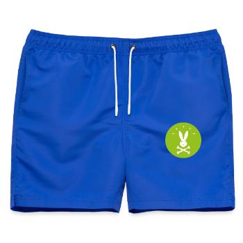 Piraten Hase im Jolly Roger Style Grüner Osterhase - Männer Badeshorts - Royalblau - Vorne - AI Model Male 178 light (178cm)