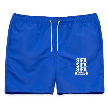 SIFA Zwangsbremsung | Lustiges Lokführer T-Shirt  - Männer Badeshorts - Royalblau - Vorne - AI Model Male 178 light (178cm)