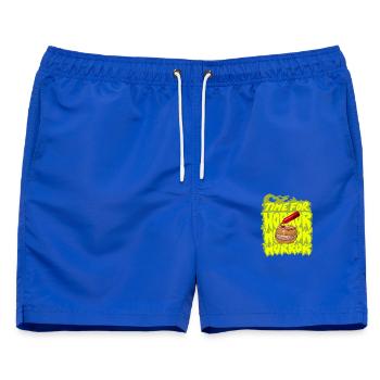 Bayrische Streetwear Halloween Leberkas Ketchup - Männer Badeshorts - Royalblau - Vorne - AI Model Male 178 light (178cm)