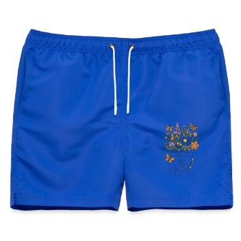 Blumenkrone aus Kopfblüten - Männer Badeshorts - Royalblau - Vorne - AI Model Male 178 light (178cm)