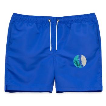 Split Earth Teal Mond - Männer Badeshorts - Royalblau - Vorne - AI Model Male 178 light (178cm)
