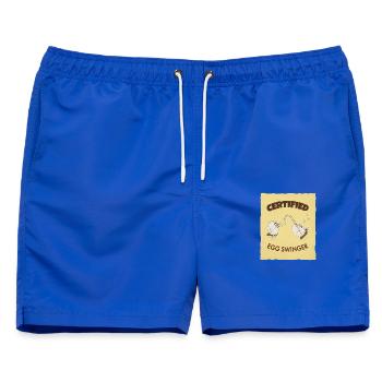 Certified Egg Swinger – Funny Egg Design - Männer Badeshorts - Royalblau - Vorne - AI Model Male 178 light (178cm)