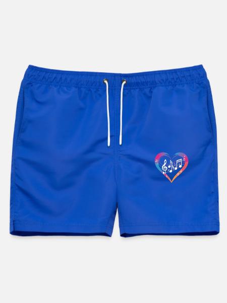 Buntes Herz mit Musiknoten für Musikliebhaber - Männer Badeshorts - Royalblau