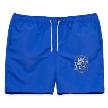 May Contain Alcohol Alkohol Mallorca Saufen JGA - Männer Badeshorts - Royalblau - Vorne - AI Model Male 178 light (178cm)
