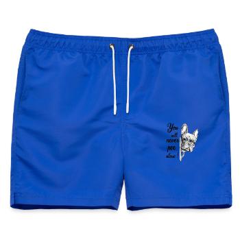  You Will Never Pee Alone Französische Bulldogge - Männer Badeshorts - Royalblau - Vorne - AI Model Male 178 light (178cm)