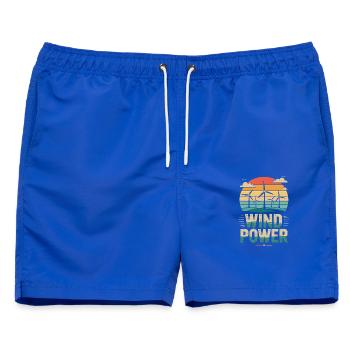  Wind Power Erneuerbare Energie Windkraftanlagen - Männer Badeshorts - Royalblau - Vorne - AI Model Male 178 light (178cm)