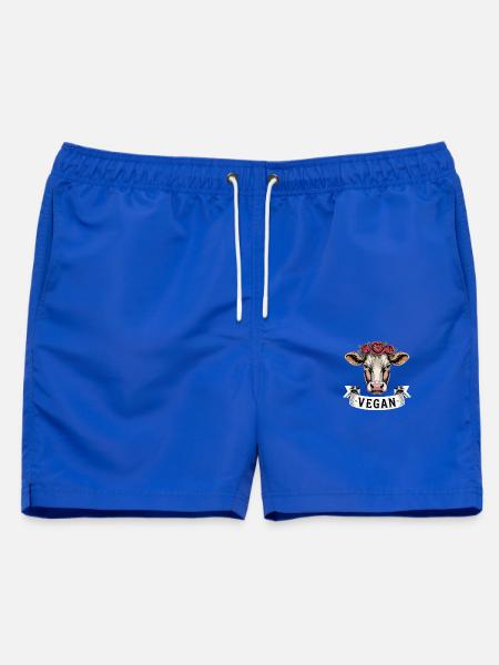  VEGAN Kuh Mit Blumenkranz Tierliebe Tierschutz - Männer Badeshorts - Royalblau