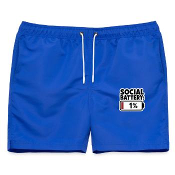  Social Battery 1 Prozent Low Energy Introvert - Männer Badeshorts - Royalblau - Vorne - AI Model Male 178 light (178cm)