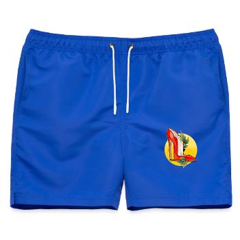 Roter Highheel mit Blattakzent - Männer Badeshorts - Royalblau - Vorne - AI Model Male 178 light (178cm)