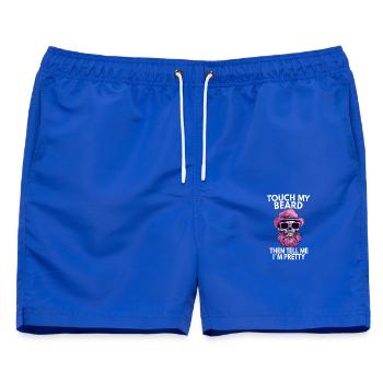 Touch My Beard Funny Skull Beard Design - Männer Badeshorts - Royalblau - Vorne - AI Model Male 178 light (178cm)