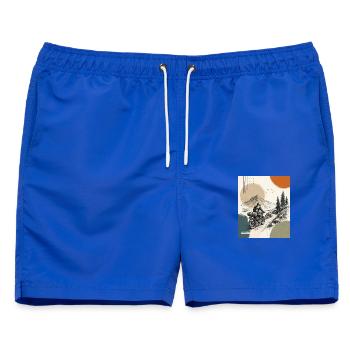 Biker auf Bergstraße - Männer Badeshorts - Royalblau - Vorne - AI Model Male 178 light (178cm)