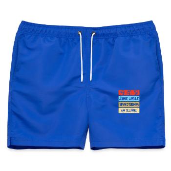 Wheelchair Stunt Rollstuhlfahrer - Männer Badeshorts - Royalblau - Vorne - AI Model Male 178 light (178cm)
