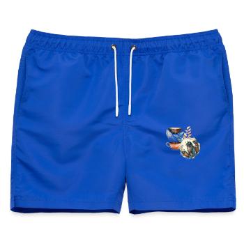 bunte Katze  - Männer Badeshorts - Royalblau - Vorne - AI Model Male 178 light (178cm)