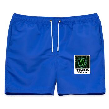 Firewall an, Welt aus - IT-Sicherheit Hoodie - Männer Badeshorts - Royalblau - Vorne - AI Model Male 178 light (178cm)