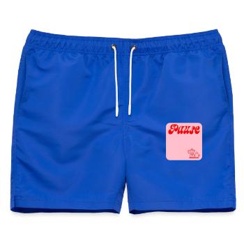 PAUSE MACHEN KAFFEE - Männer Badeshorts - Royalblau - Vorne - AI Model Male 178 light (178cm)