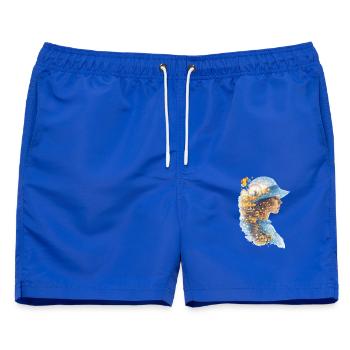  Freizeitpark Jahrmarkt Rummelplatz Kinder-Kopf - Männer Badeshorts - Royalblau - Vorne - AI Model Male 178 light (178cm)