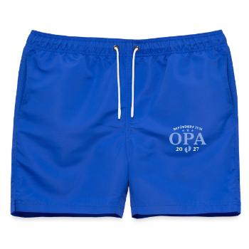 Befördert zum Opa 2027 Schwangerschaftsankündigung - Männer Badeshorts - Royalblau - Vorne - AI Model Male 178 light (178cm)