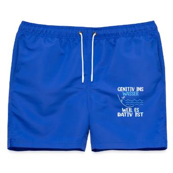 Genitiv Dativ Grammatik Deutsch Lustiger Spruch - Männer Badeshorts - Royalblau - Vorne - AI Model Male 178 light (178cm)