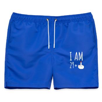 29 Plus 30 Geburtstag Frau Lustiger Spruch - Männer Badeshorts - Royalblau - Vorne - AI Model Male 178 light (178cm)