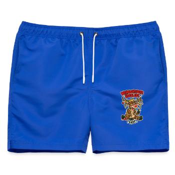 Weihnachtsfeier überlebt Fast - Männer Badeshorts - Royalblau - Vorne - AI Model Male 178 light (178cm)