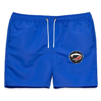 Schwarze Lippen und rotes Zungenpiercing - Männer Badeshorts - Royalblau - Vorne - AI Model Male 178 light (178cm)